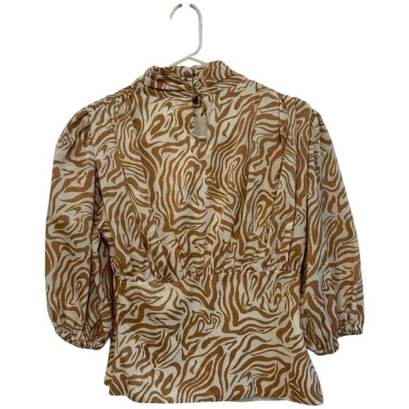 Song of Style Revolve Teagan Top in Zebra Multiple Size S Retro Puff Sleeve - Picture 3 of 8